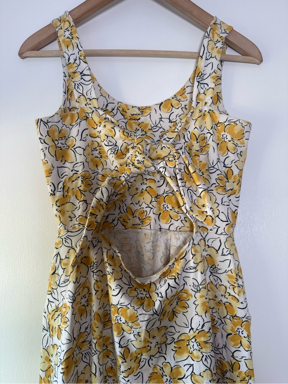 Pact Reverie Jolene Yellow Floral Tie Back Dress Cottagecore Coquette Vacation - Picture 8 of 11